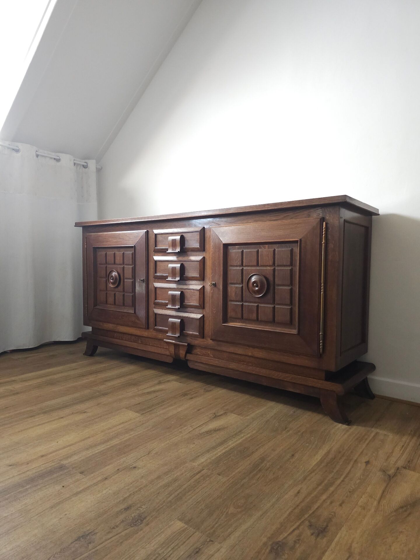 1940s Solid French Oak Sideboard — In the style of Charles Dudouyt