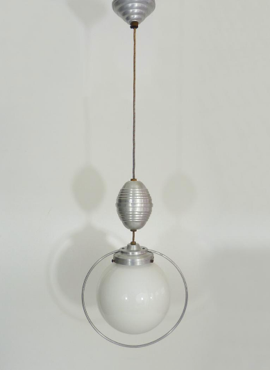 Opaline light hanging lamp with pulley