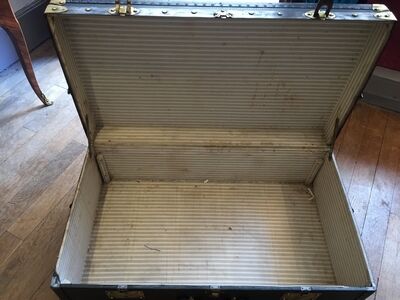 Old wooden brass leather trunk