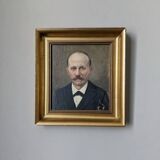 Oil on canvas old portrait gilded wooden frame country decoration