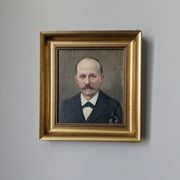Oil on canvas old portrait gilded wooden frame country decoration