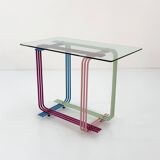 Console en métal multicolore et verre, 1980