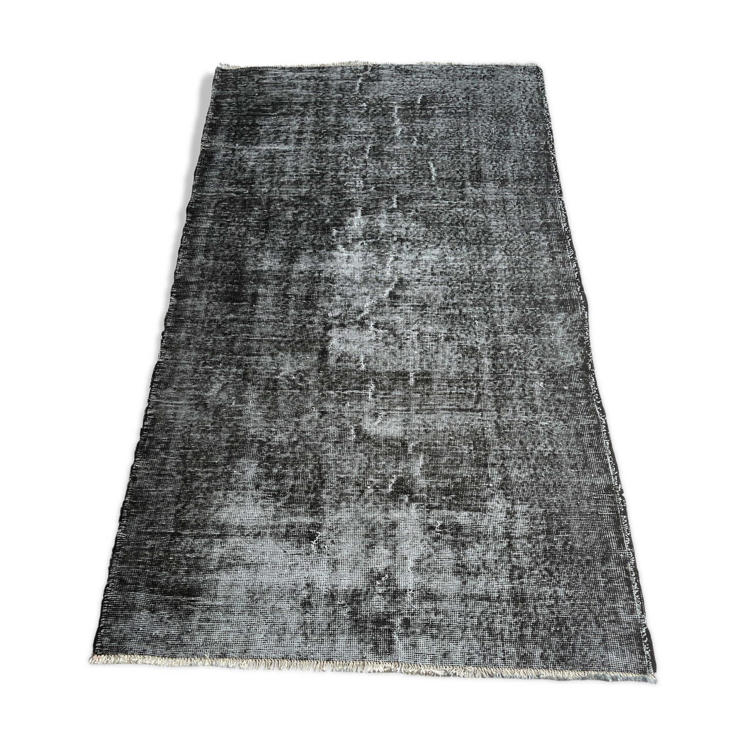 Distressed Turkish Narrow Runner 309 x 66 cm Wool Vintage rug, Over-dyed Gray