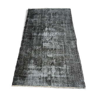 Distressed Turkish Narrow Runner 309 x 66 cm Wool Vintage rug, Over-dyed Gray