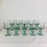 10 vintage handmade stemmed glasses