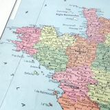 Old map of France and its departments in 1950 43x43cm