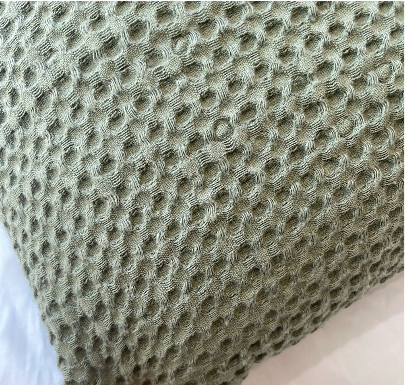 Khaki green embossed cushion