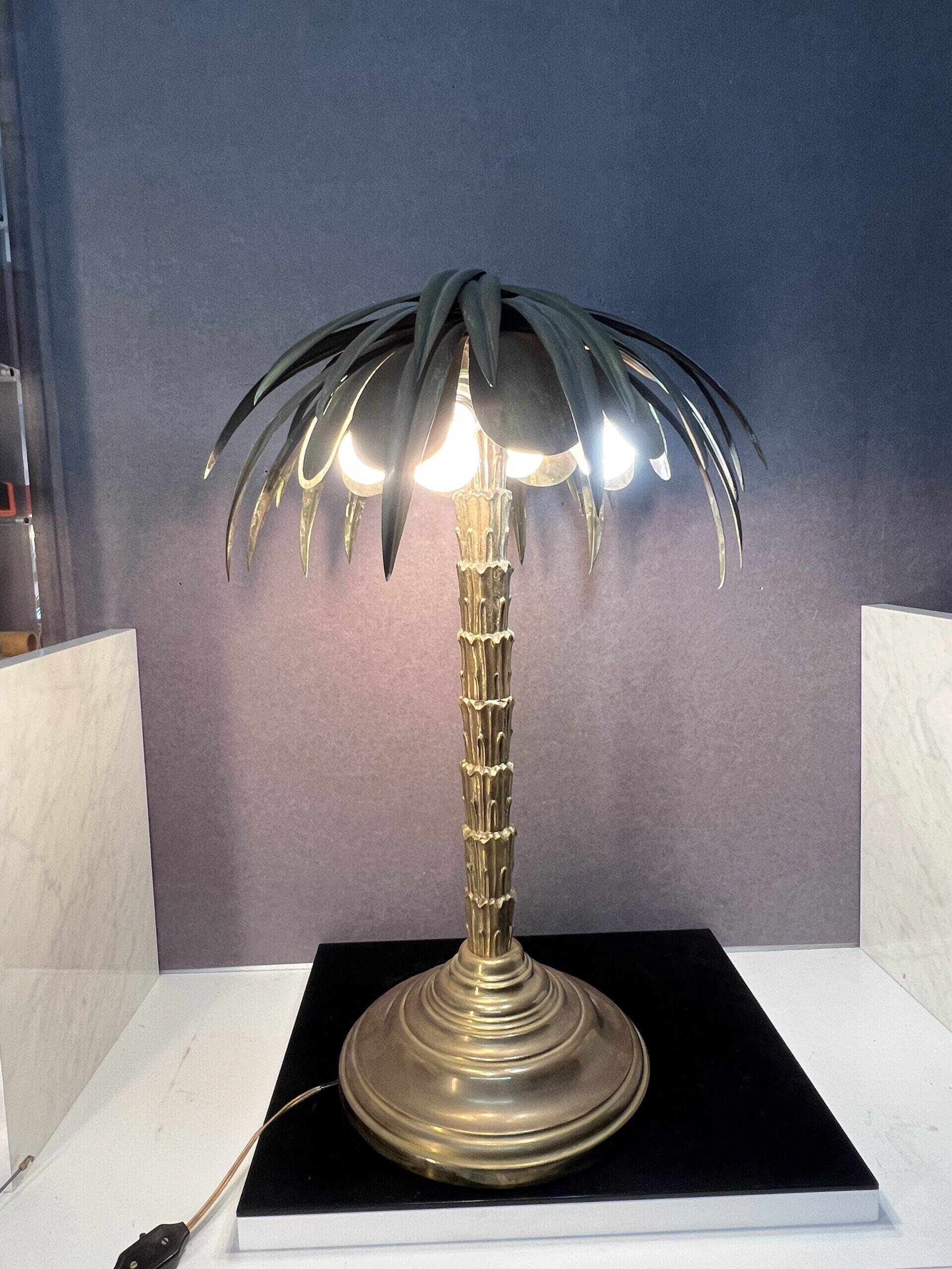 Palm tree lamp  bronze and brass