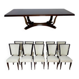 Art Deco Dining Table with Chairs, Paris, 1930, Set of 11