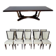 Art Deco Dining Table with Chairs, Paris, 1930, Set of 11