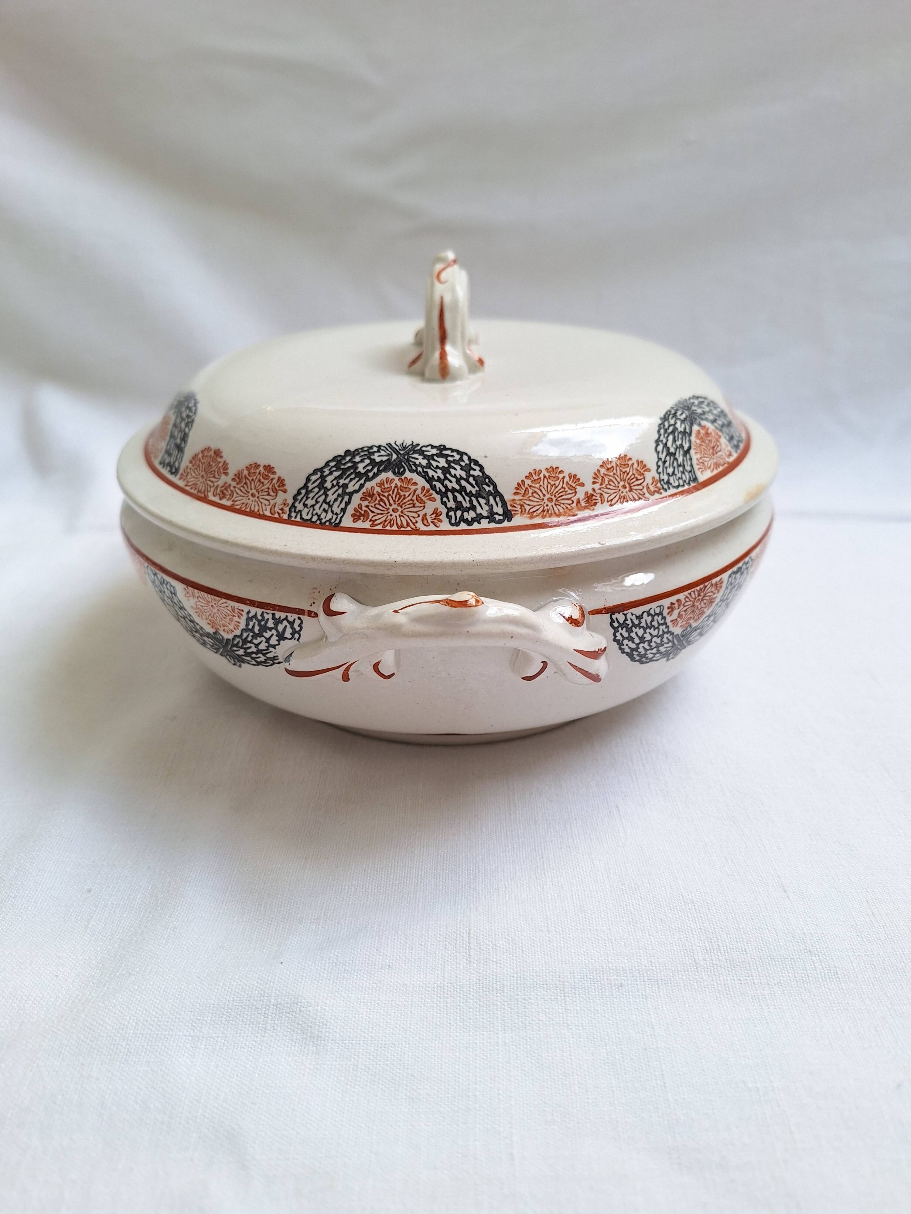HBCM Pauline model orange and black soup tureen
