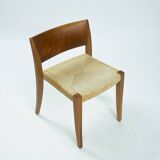 Walnut Molteni & C dining chairs with papercord seating, Italy, 1990s