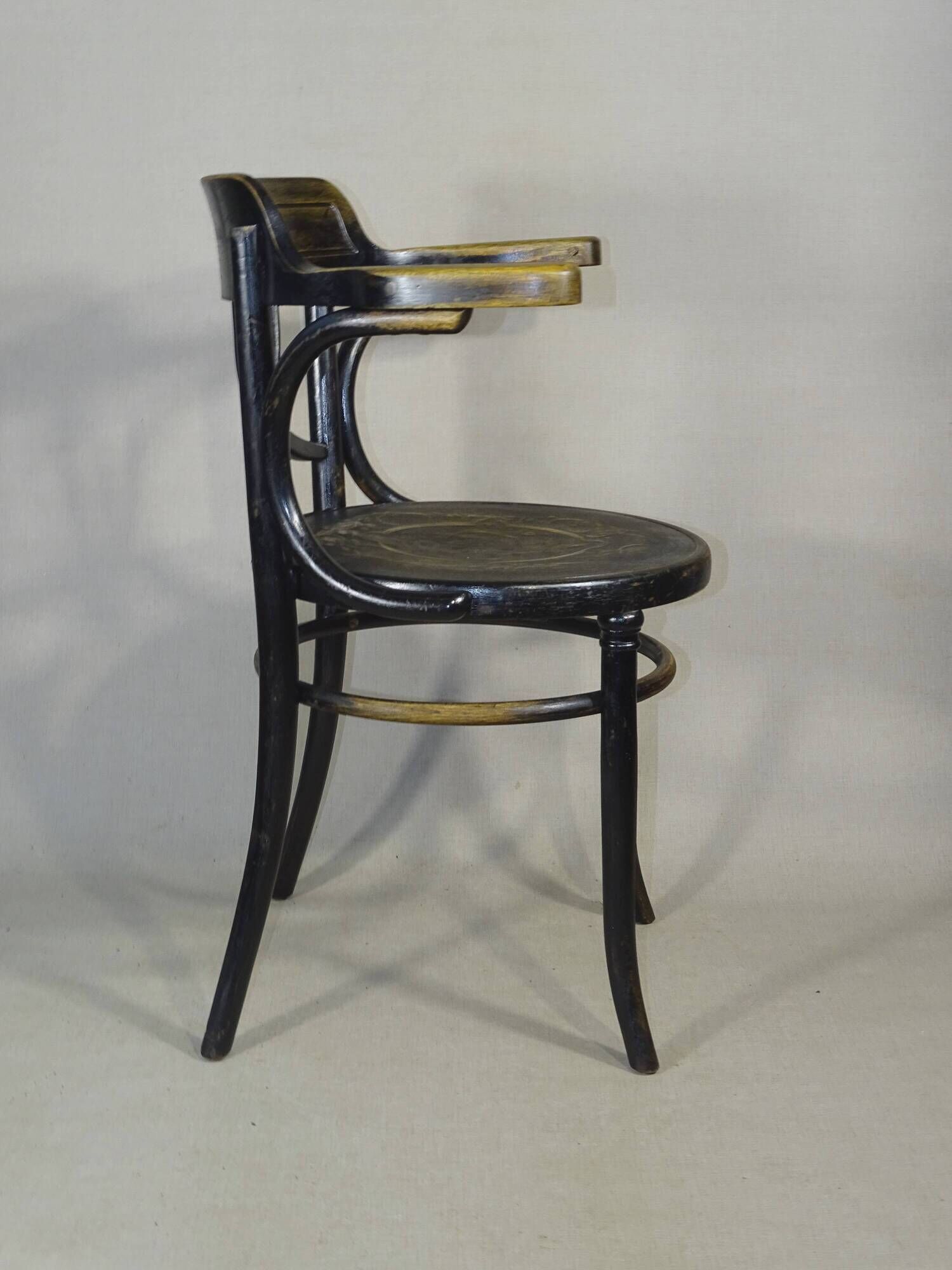 Office Armchair No. 6 E ZP by Fischel, 1910, Bistro type, wooden seat