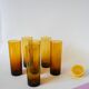 Lot de 6 verres ambrés Long Drink, 1970