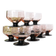 Set de 11 coupes à pied rose, vintage, 1950, mid century
