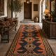Rug & Kilim Rust Geometric Runner, Handmade Tribal Wool Flatweave, Boho Hallway Rug