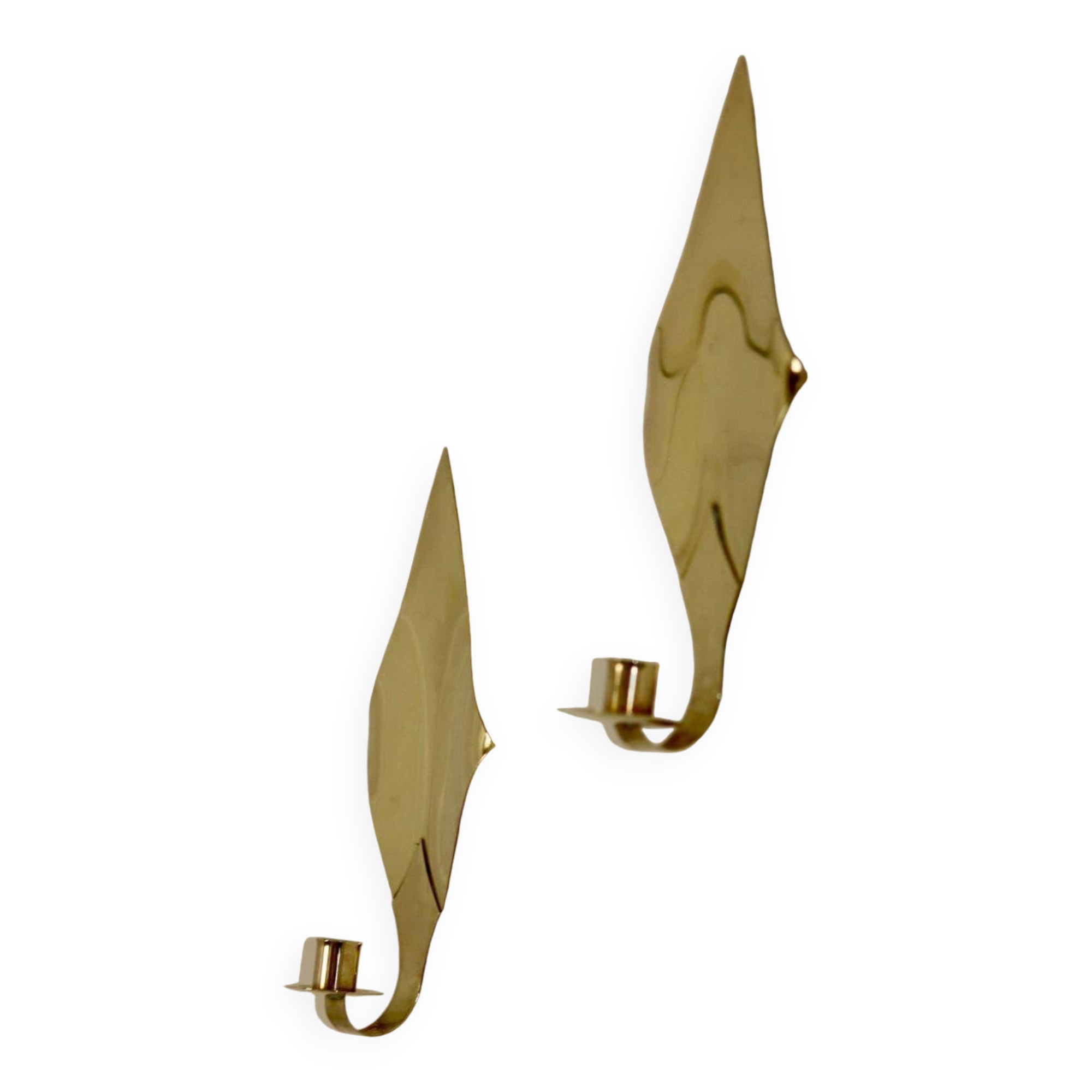 Pair of Swedish brass wall sconces from the mid-century.