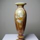 Vintage baluster vase in green striped onyx, Italy, mid-century.