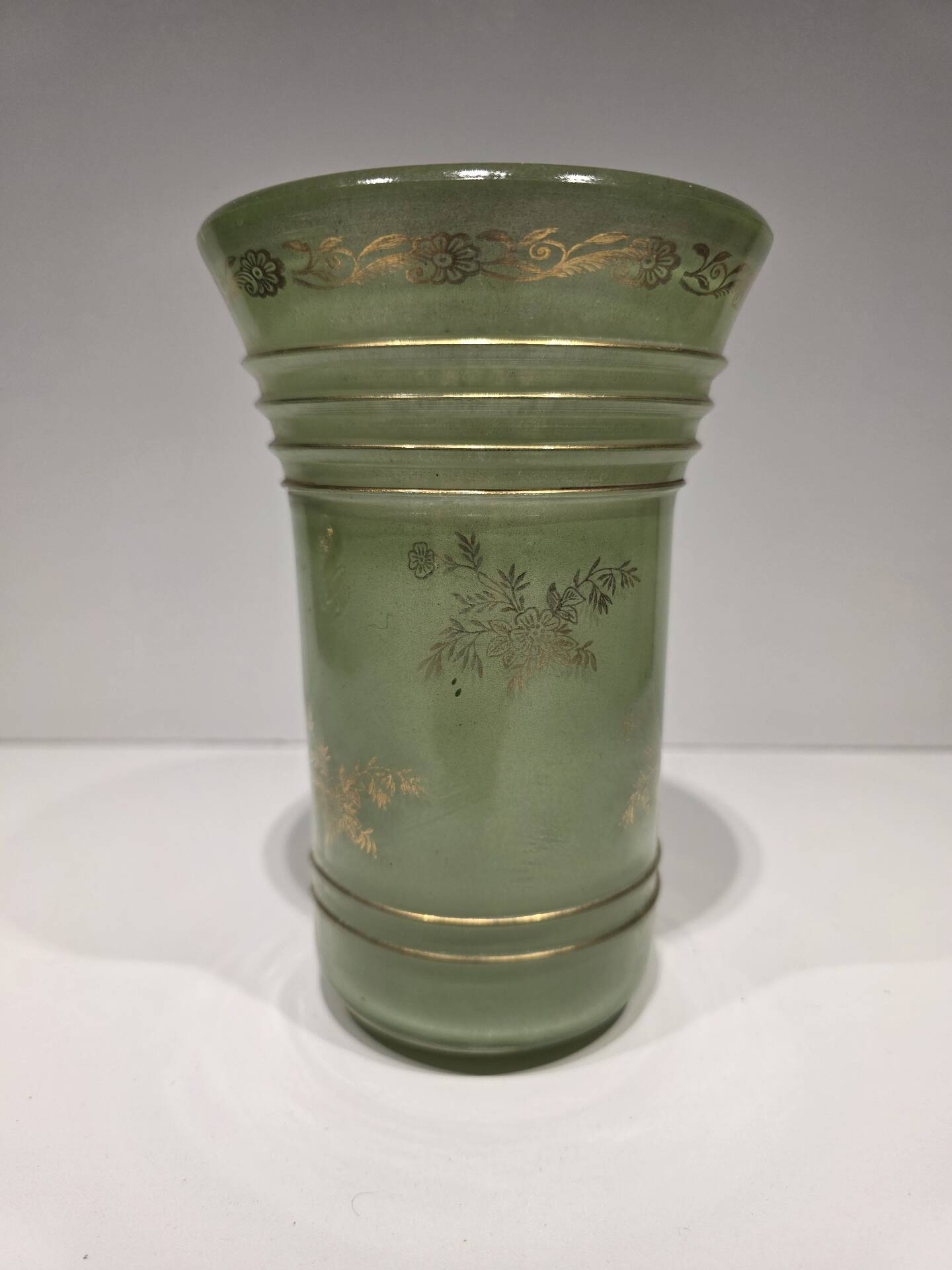 Frosted glass vase with gilding from the 1950s.