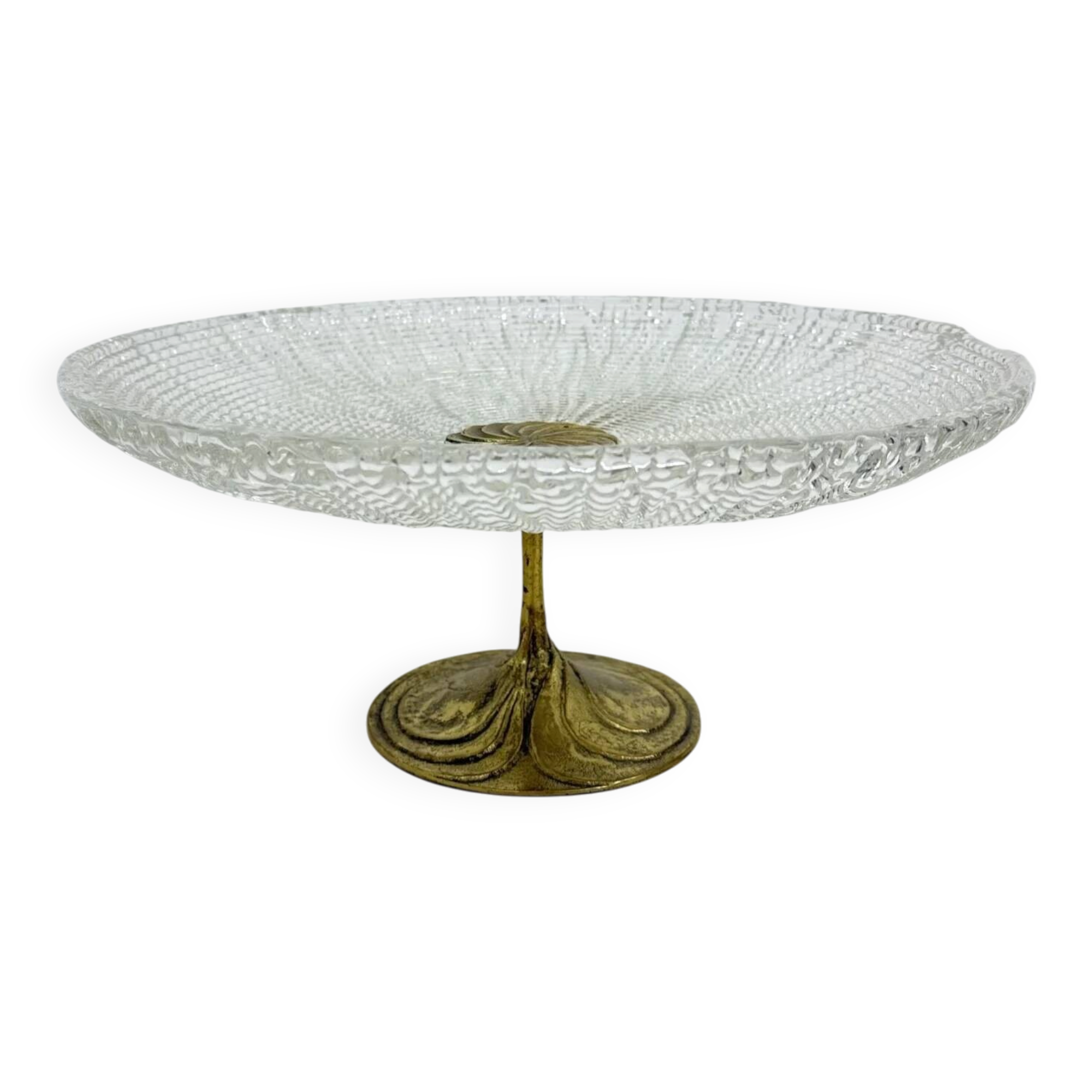 Mid-century design centrepiece crystal and brass bowl, 1960s