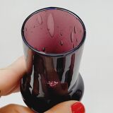 5 Small Liqueur Glasses Vodka Cups in Bubble Blown Glass Plum Biot?