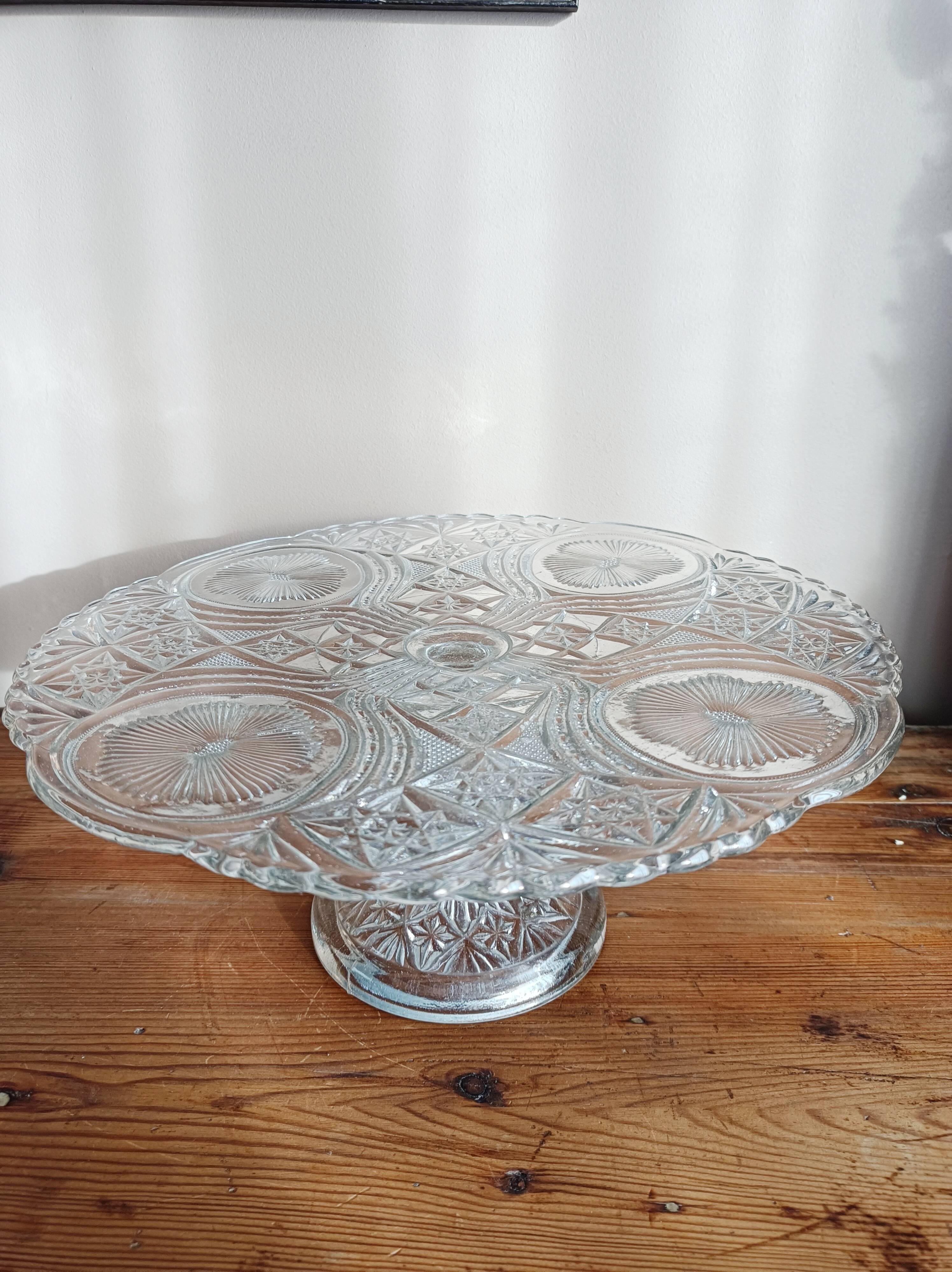 Cut glass cake stand