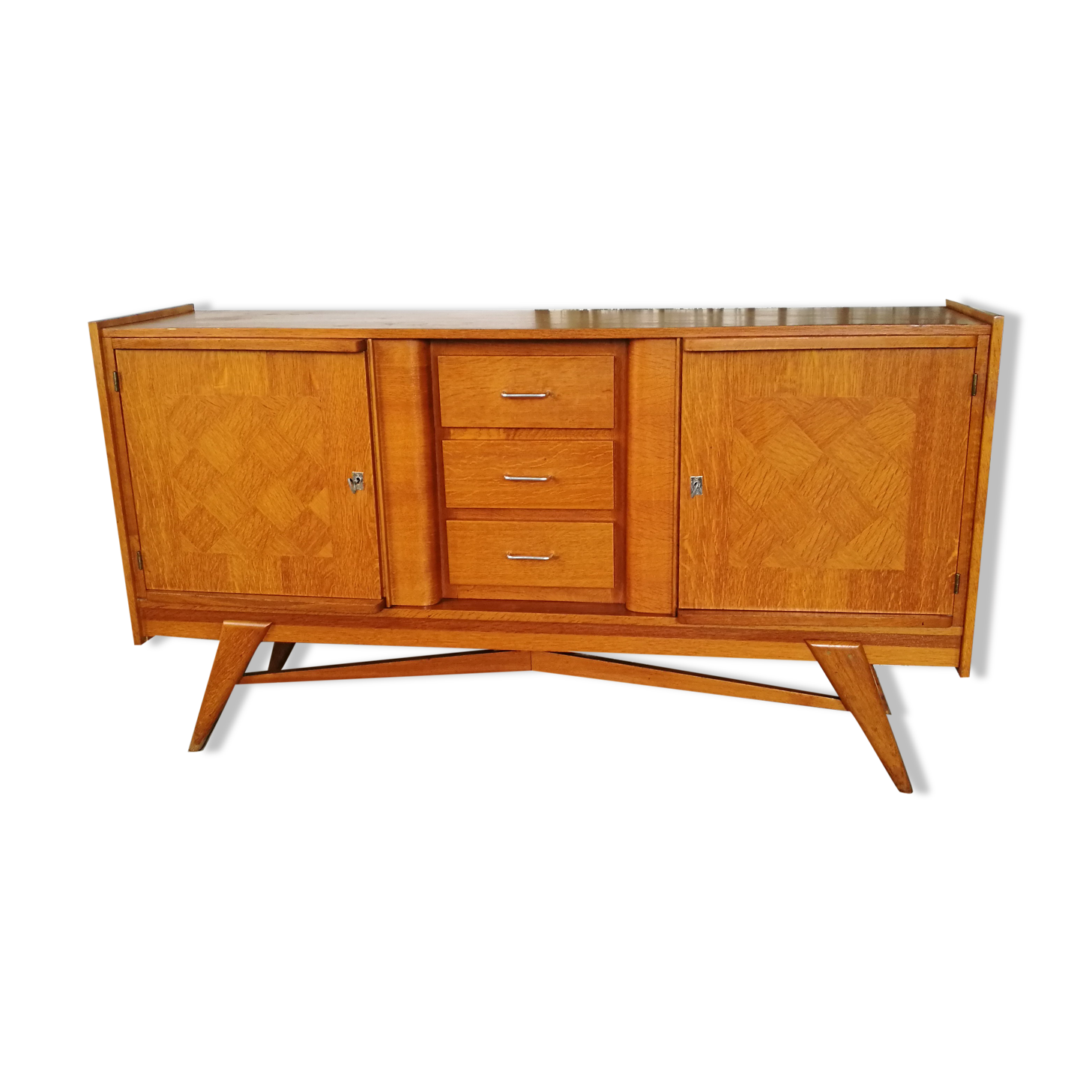 Enfilade 50s golden oak compass feet