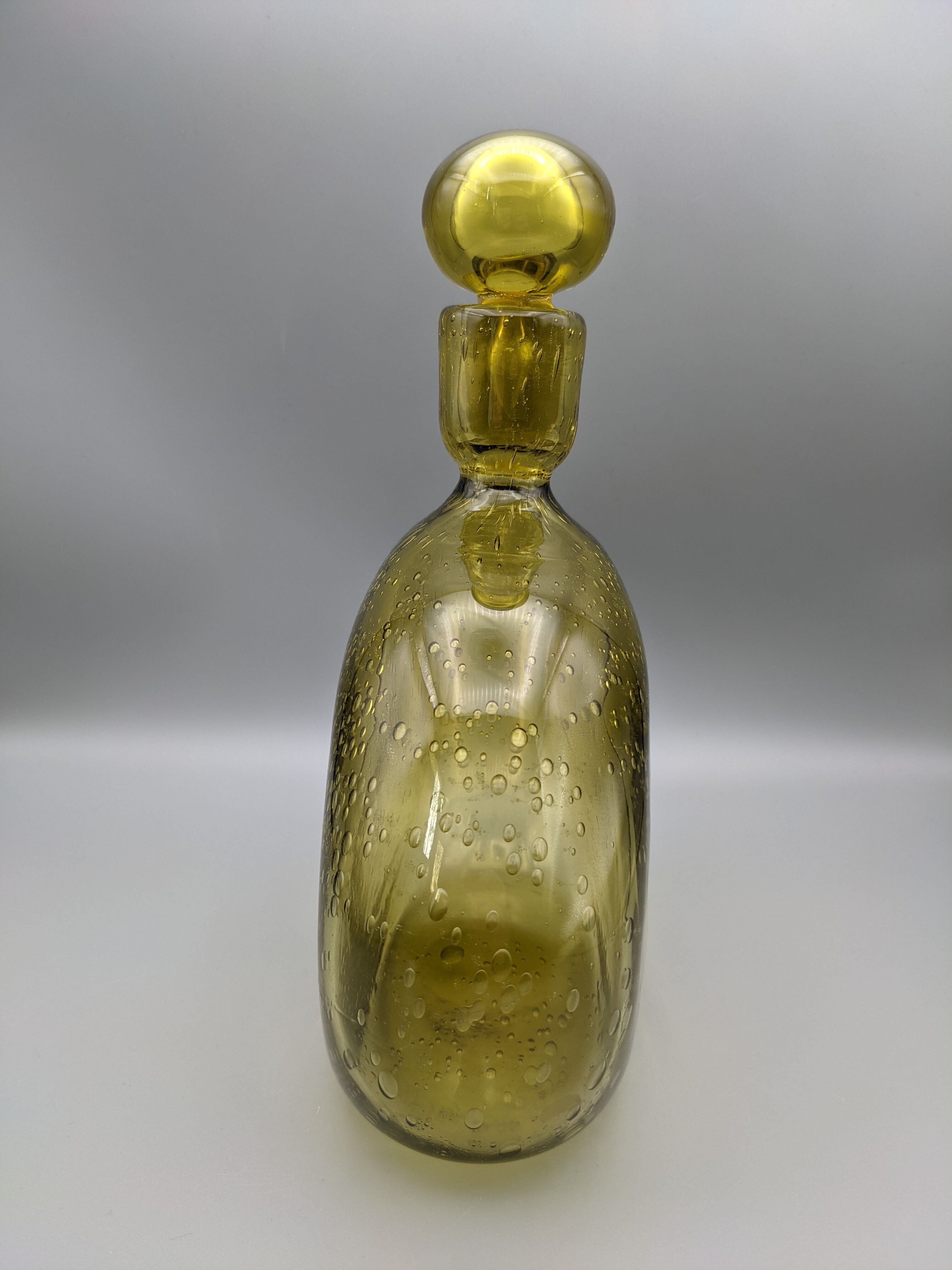 Cognac decanter in bubbled blown glass