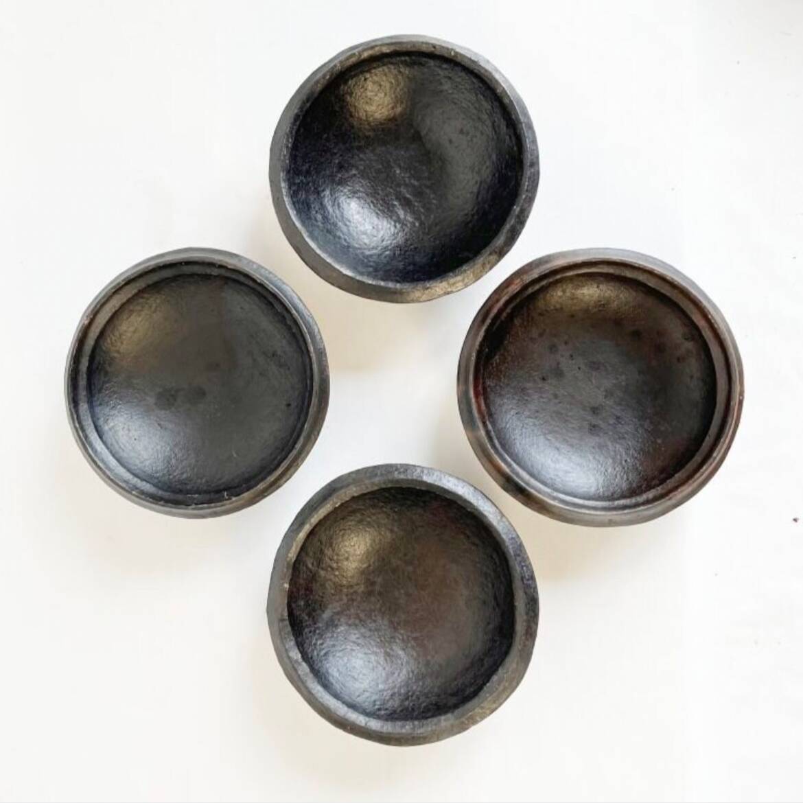 Set of 2 Abron S black terracotta bowls Raw bowl African artisanal bowl
