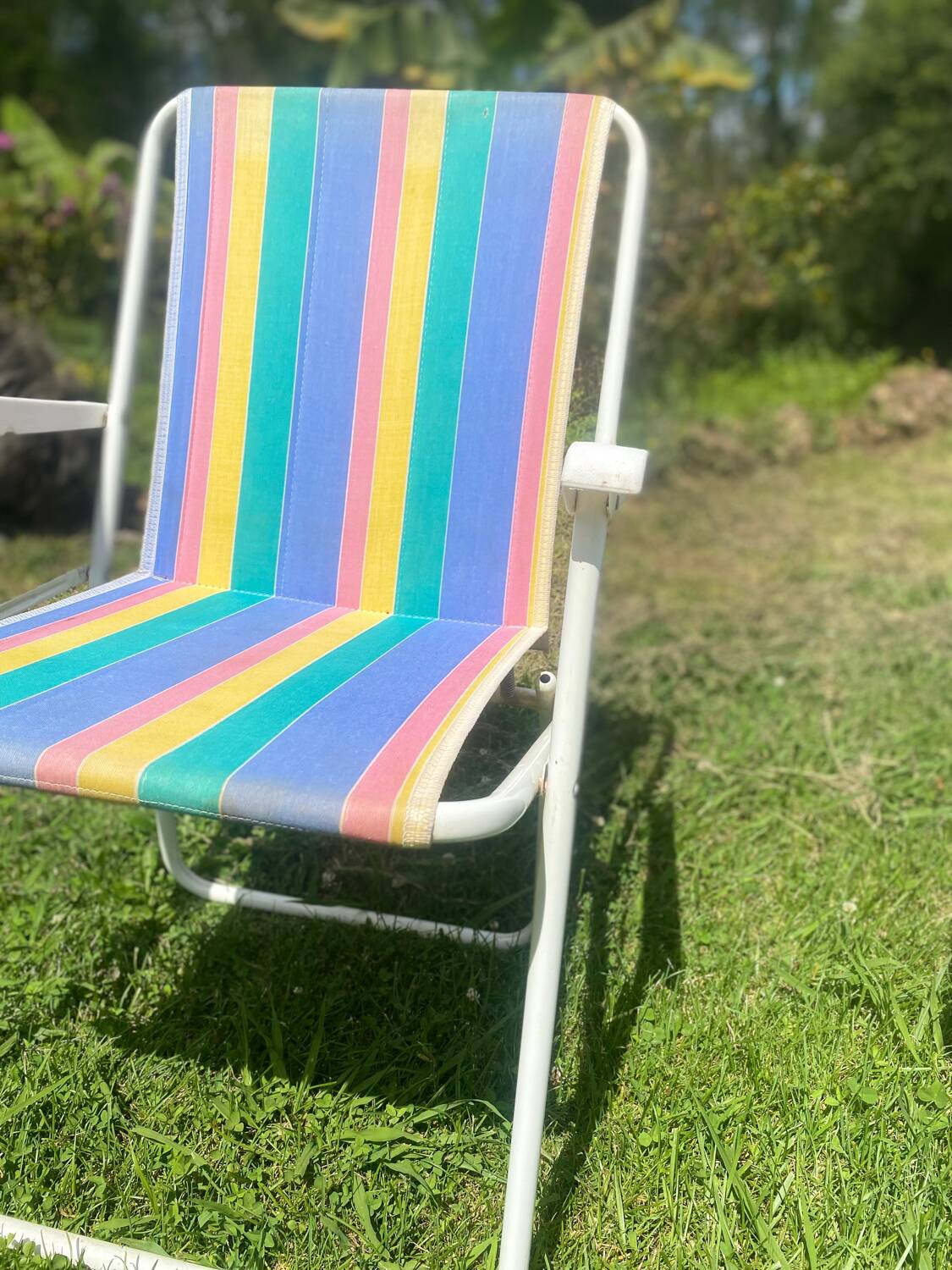 Chaise camping vintage rayée