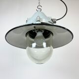 Aluminium and enameled bomb proof pendant lamp 70s