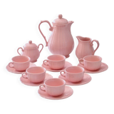 Old Salins-les-Bains coffee service in pink earthenware