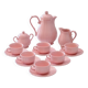 Old Salins-les-Bains coffee service in pink earthenware