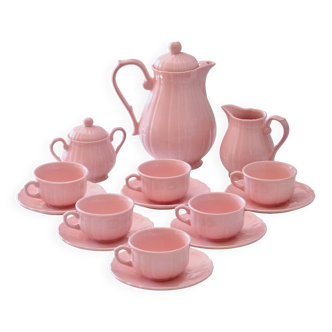 Ancien service à café de Salins-les-Bains en faïence rose