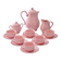 Old Salins-les-Bains coffee service in pink earthenware