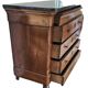 Chest of drawers in walnut and walnut veneer with black veined marble top