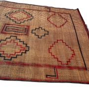 Vintage leather and reed Tuareg mat