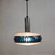 Vintage Chrome & Blue Pendant Lamp - 1970s Massive Belgium Lighting