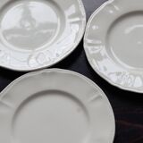 10 assiettes à dessert vintage en faïence ivoire au marli chantourné