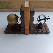 Serre-livres en bois massif globe terrestre mappe monde
