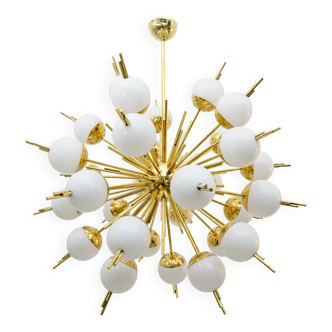 Grand lustre Spoutnik en verre de Murano et laiton