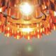 Lampe suspendue en cuivre avec nacre par Werner Schou
