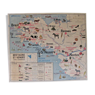 Affiche scolaire Les pays de la Loire - Bretagne et Vendée - carte économique