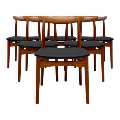 Chaises de salle à manger en teck danois des années 1960 modèle 112 par Erik Wørts pour Vamo Sønderborg – ensemble de 6