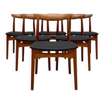 1960s Danish mid-century teak dining chairs model 112 by Erik Wørts for Vamo Sønderborg – set of 6