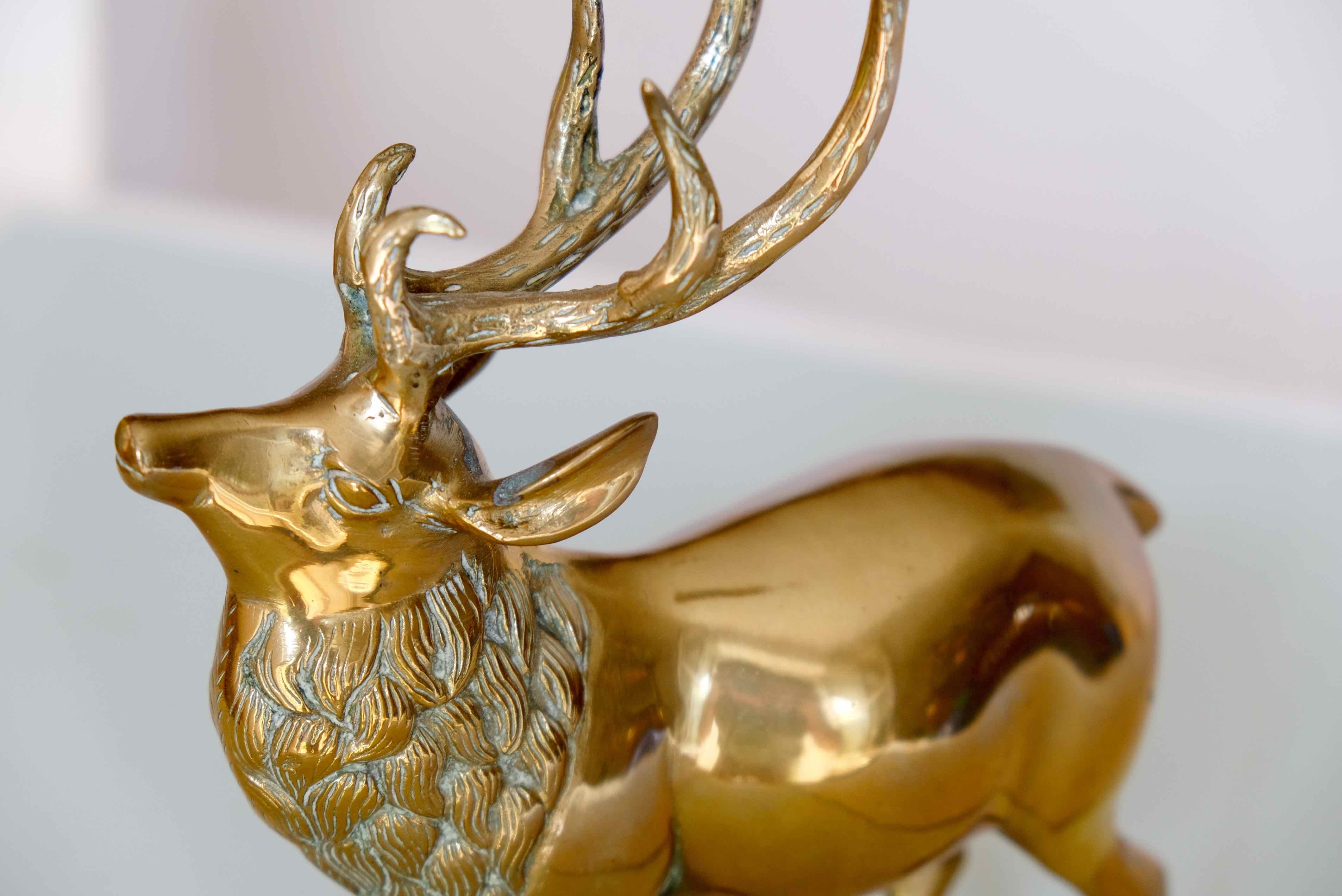 Vintage solid brass stag from the 1950s