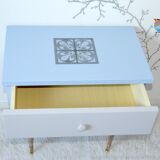 Revamped vintage bedside on blue