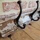 Solid teak coat hook with 4 double cast iron hooks