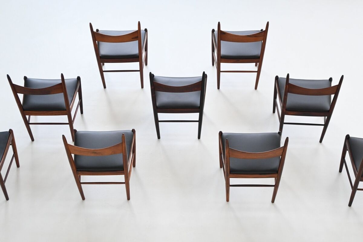 H. Vestervig Eriksen set of nine dining chairs rosewood Tromborg Denmark 1960