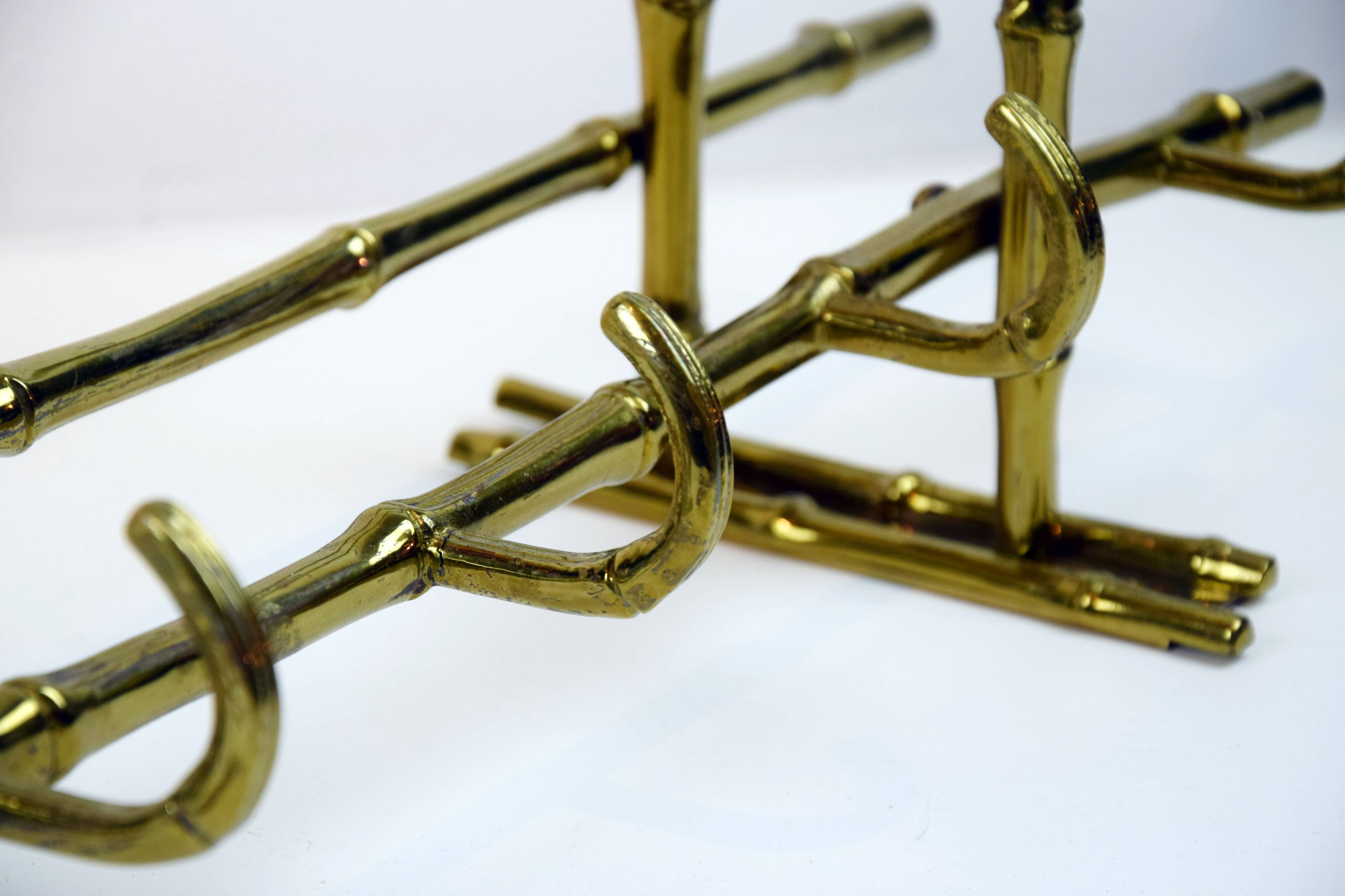 Bamboo-like coat rack in bronze